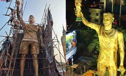 Escultura de Messi en la India